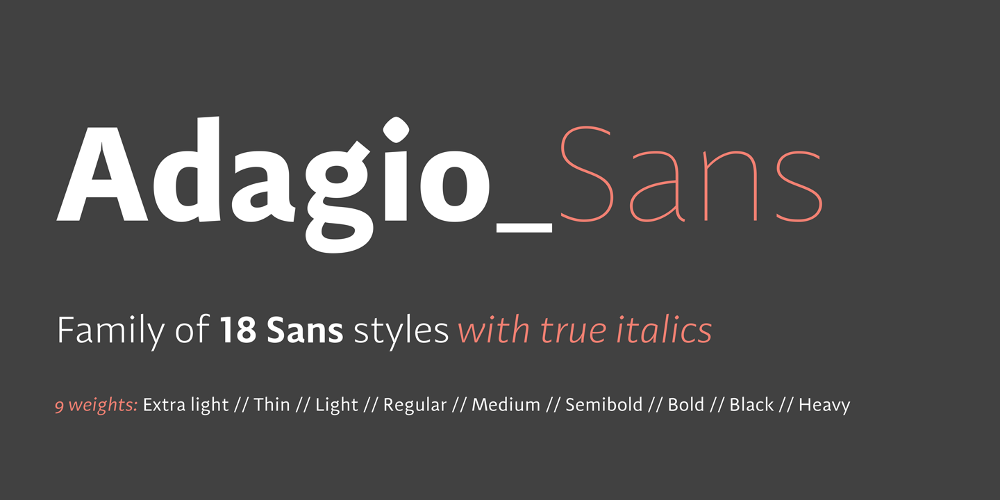 Adagio Sans Light italic Font preview